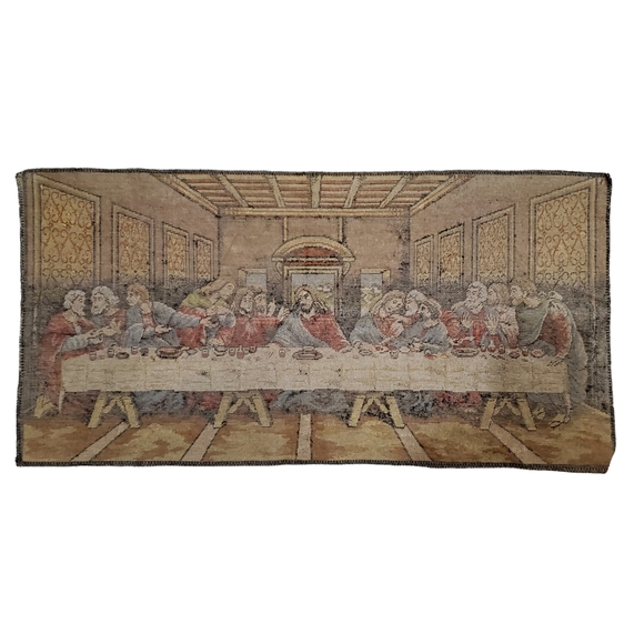 Vintage Jesus Last Supper Tapestry Table Runner / Wall Hanging - Picture 5 of 9